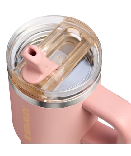STANLEY Quencher ProTour Flip Straw Tumbler with Leakproof Lid 14 oz | Built-In Straw & Handle | Cupholder Compatible for Travel | Insulated Stainless Steel Cup | BPA-Free | Peach Rose