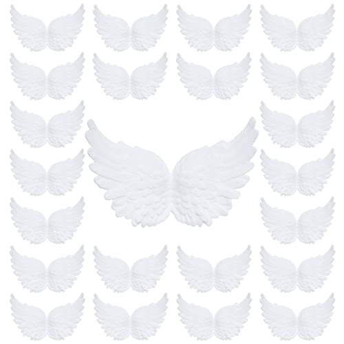 Rbenxia 24 Pieces Plastic Angel Wings for Crafts Mini 3D Angel Wings Christmas Tree Ornaments Hanging Vintage Chic Pendant for DIY Crafts Xmas Holiday Decor Favor(3.1 x 2 Inch, White)