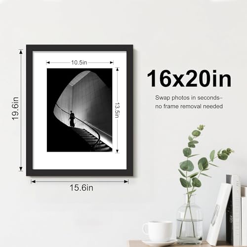 Picrit 16x20 Black Picture Frame Set of 7 - Wall Decor, Mat Optional