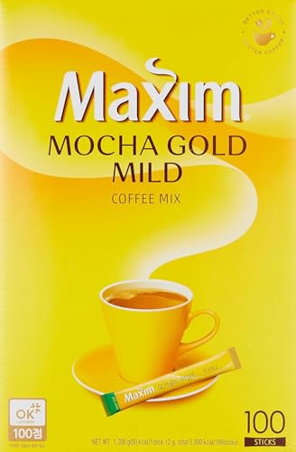 Maxim Mocha Gold Mild Coffee Mix 12g x 100 Packs (42.32 oz) - Korean Instant Coffee