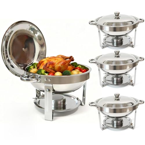 Silver 4-Pack Buffet Chafing Dishes 6QT Stainless Steel Food Warmer Set