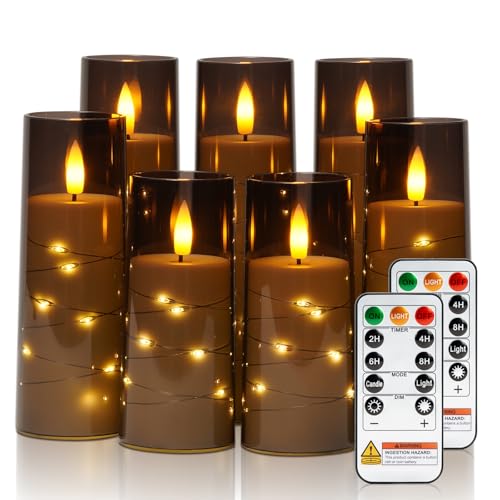 Raycare 7-Pack Grey Flameless Battery-Operated Candles with Remote & Timer