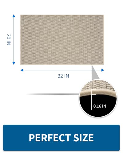 20x32 Inch Non-Slip Washable Kitchen Rug Runner - Light Beige