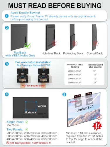 Ultra Slim TV Wall Mount 14-80 Inch - Low Profile, Micro Gap 0.3" - Supports 100lbs - Variation of 14-80 Inch