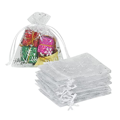 HRX Package 100pcs Snowflake Organza Gift Bags Christmas 3x4 inch,