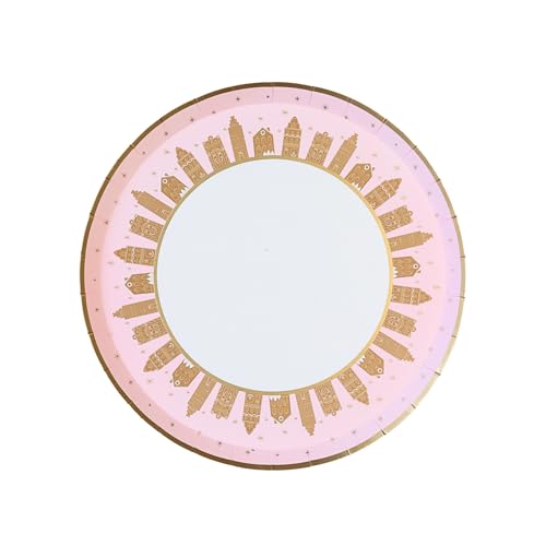 Bonjour Fête Pink Gingerbread Small Plates 8-inch Pack of 8 Holiday Party Tableware