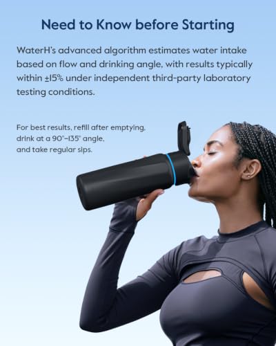 WaterH BOOST Smart 32oz Water Bottle Tracker with Reminder, Black