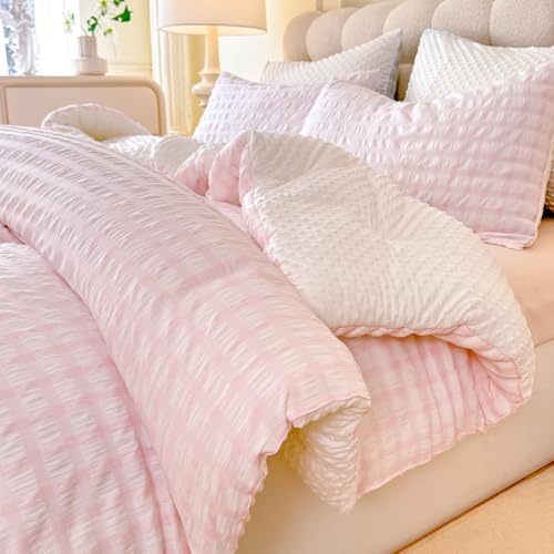 Queen Size Boho Comforter Set - Blush Pink 3-Piece Lightweight Bedding