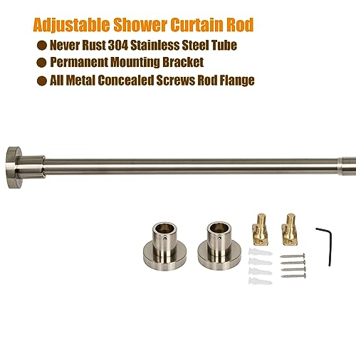 Heavy Duty Adjustable Shower Curtain Rod - Brushed Nickel, 47-84 Inch, Never Rust Stainless Steel, Wall Mount