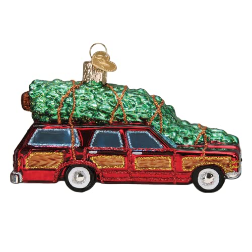 Old World Christmas Station Wagon Glass Ornament with Tree – Handcrafted Holiday Keepsake