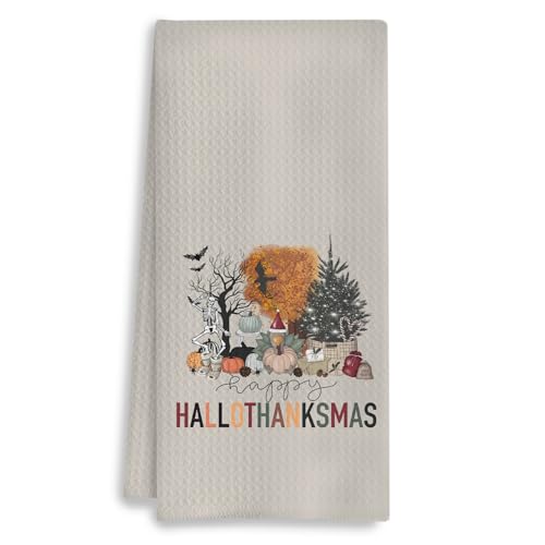 COWEB Halloween Towels B - Fall Spooky Skeleton Pumpkin Christmas Kitchen Hand Towels 16x24