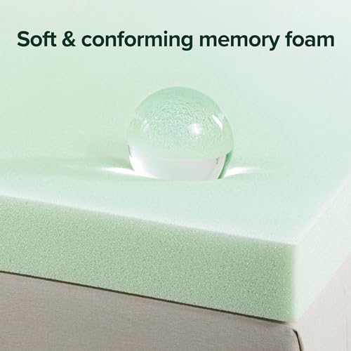 Zinus Green Tea Memory Foam Mattress Topper Queen 3-Inch Pressure Relief Small Box