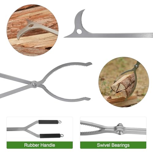 40-Inch Stainless Steel Fire Tongs Set - Heavy Duty Fireplace & Fire Pit Tool - Variation of 40