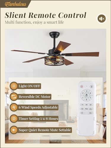 Fanbulous 48" Farmhouse Ceiling Fan with Light & Remote - Black & Walnut