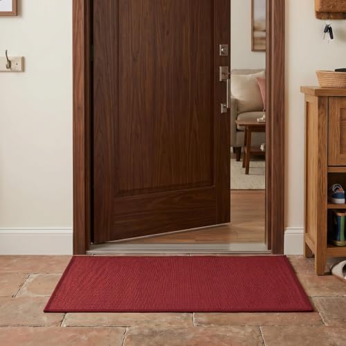Artoid Mode 17" x 29" Red Absorbent Non-Slip Doormat – Natural Rubber Back, Washable Holiday Floor Mat