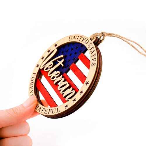Veteran Ornament - American Flag | Military Pride ? Forever Grateful Card ? Christmas Ornament 2025 ? USA Patriotic Decor - Xmas Tree Funny Decoration - Family Christmas Ornaments 2025