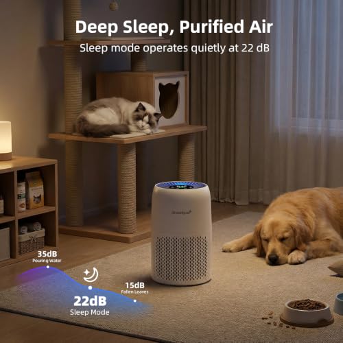AromaRoom Pure White Pet Air Purifier with True HEPA, Odor & Hair Removal