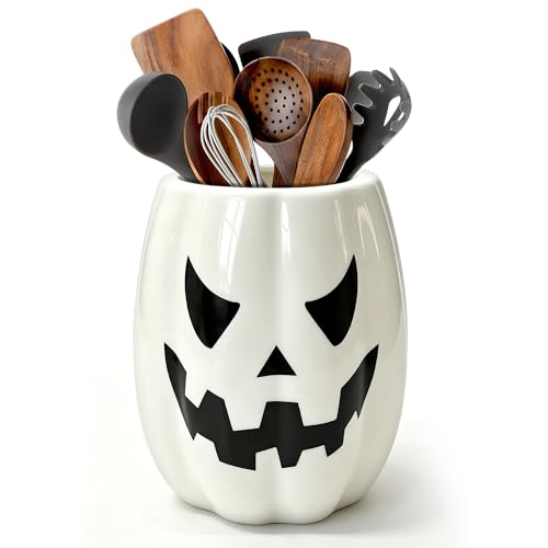 Halloween Pumpkin Ceramic Utensil Holder - Pinata Halloween Kitchen Decor