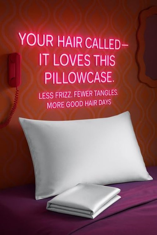 BLISSFORD Satin Pillowcase - Zippered Design for Hair & Skin Care | Soft & Cool White Satin, Standard Size - Set of 2