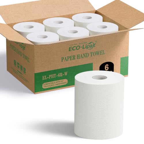 ECOLipak TAD Paper Towels 10x800 White, 6 Rolls Absorbent Hand Towels