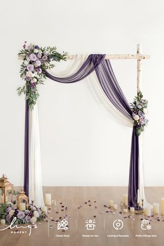 Purple Lilac Wedding Arch Flowers Set - Flexible Foam & Silk Decor for Outdoor & Indoor Weddings - Variation: Prpl-Lilac & Gold