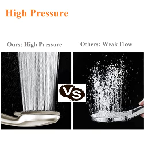 High Pressure Handheld Shower Head with 5 Spray Settings, 60-Inch Stainless Steel Hose, Brushed Nickel