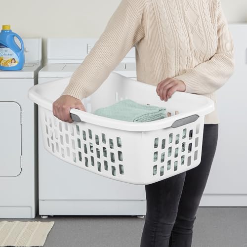 Sterilite HipHold Laundry Basket 1.5 Bushel White 6 Pack - Rectangle Clothes Hampers