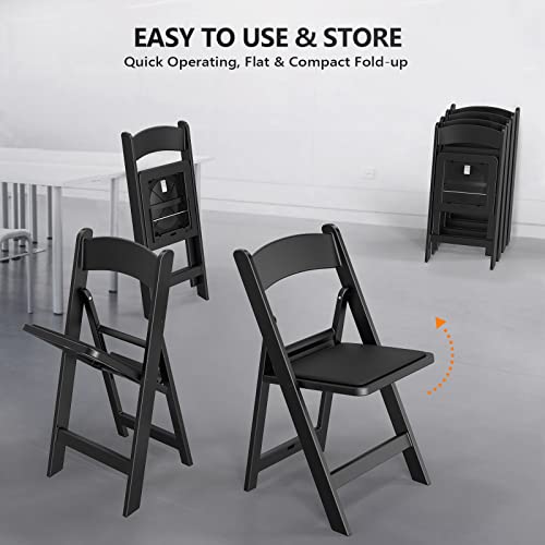 FCH Plastic Folding Chair with Padded Seat, Resin Foldable Chairs