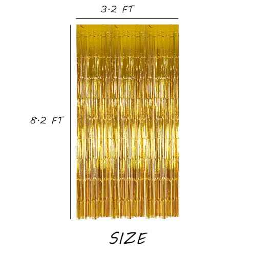 Pack of 4 Metallic Tinsel Foil Fringe Curtains,3.2 ft x 8.2 ft Shimmer Curtain Streamers Party Photo Backdrop for Birthday Wedding Party Baby Shower Boy Decorations(Blue)