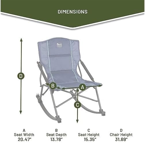 Timber Ridge Folding Rocking Camping Chair - Portable Outdoor Rocker with Carry Bag - Supports 250 lbs