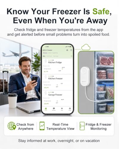 WiFi Refrigerator Thermometer with 2 Sensors, Freezer Alarm & Power Outage Alerts — H3 Hub Variant