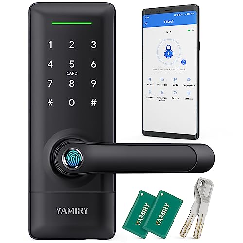 Yamiry Smart Biometric Door Lock Black Keyless Entry App Control 6 Ways to Unlock