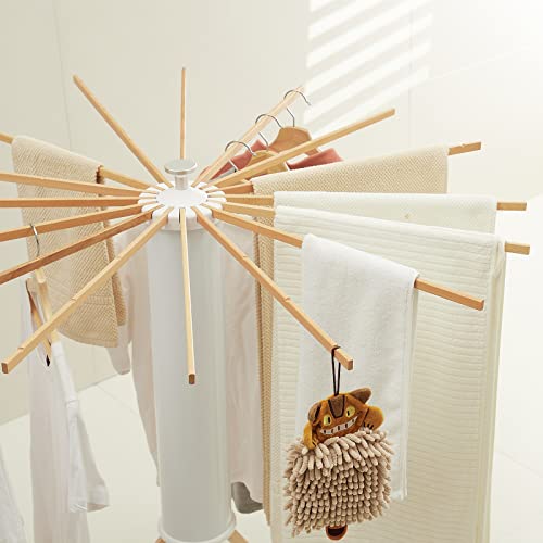 Foldable Clothes Drying Rack with Wooden Tripod - Space-Saving Laundry Stand