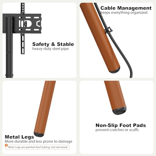 Adjustable Tripod TV Stand for 23-65 Inch Screens with Shelves & Cable Management