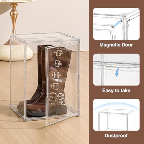 VGLXTRNT 4 Pack Extra Large Clear Display Cases for Helmets, Sports Equipment, Collectibles - 17.7x13x13 Inches