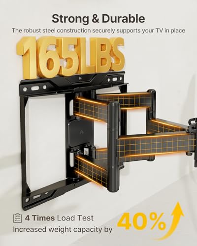 37-90 Inch Heavy Duty Full Motion TV Wall Mount - Up to 165 lb, Adjustable Swivel & Tilt