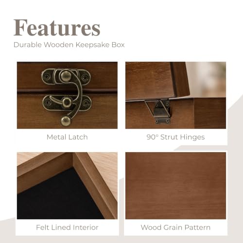 Wooden Keepsake Box - Walnut Large Memory Storage Organizer