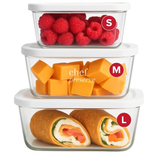Mixed Set Glass Vacuum Seal Containers for Food Storage - Small, Medium, Large - Compatible with Handheld Vacuum Sealer