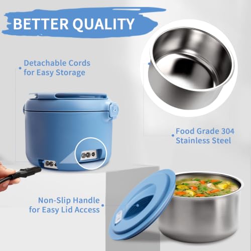 Aotto Blue 32oz Electric Lunch Box Food Warmer Portable 3-in-1 Car & Office Heater