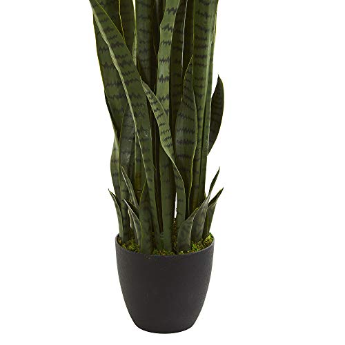 48 Inch Artificial Snake Plant with Pot - Realistic Indoor Faux Foliage