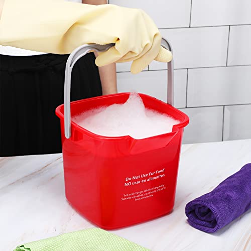 6 Pack Red 3 Quart Sanitizing Cleaning Buckets with Outlet & Handle