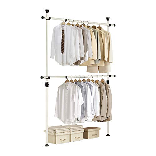 Heavy Duty Adjustable Garment Rack - Ivory, Supports 352 lbs, Freestanding Closet Organizer