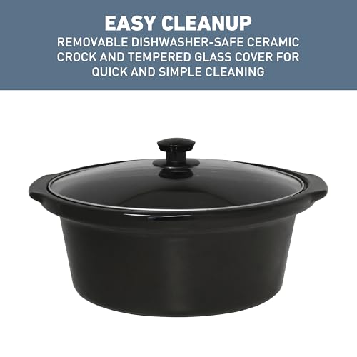 West Bend 6-Quart Slow Cooker with Ceramic Crock, Glass Lid & Keep Warm - Black