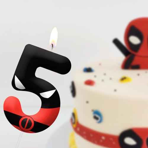 Red Black Themed Birthday Candles for Cake, Number 7th Candle, Happy Birthday Cake Topper for Boys Girls, Cartoon Themed Birthday Party Decorations Supplies Gifts