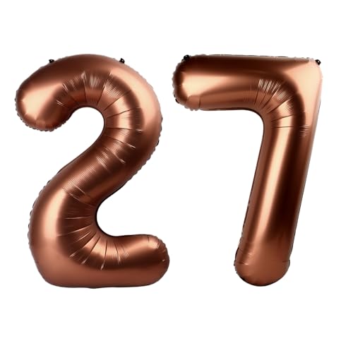 Dark Brown Number 27 Balloon 40 inch, Coffee Brown 27 Number Balloons, 27st Birthday Decorations, Chocolate 27 Year Old Women Men Party Supplies