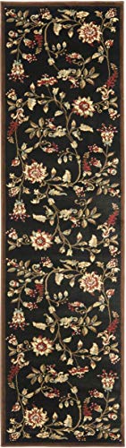 SAFAVIEH Lyndhurst Collection Runner Rug - 2'3" x 12', Black & Multi, Traditional Floral Design, Non-Shedding & Easy Care, Ideal for High Traffic Areas in Living Room, Bedroom (LNH552-9091)