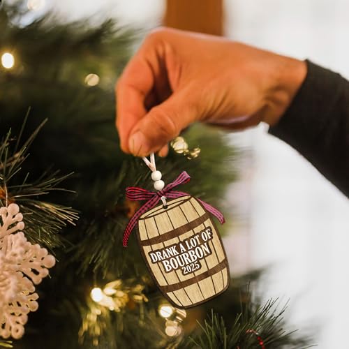 PORSWISH Bourbon Christmas Ornament - Whiskey Wooden Holiday Decor for Men & Women