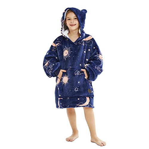 Adult & Kid Blanket Hoodie Set - Oversized Sherpa Wearable Blanket for Family Cozy Lounging