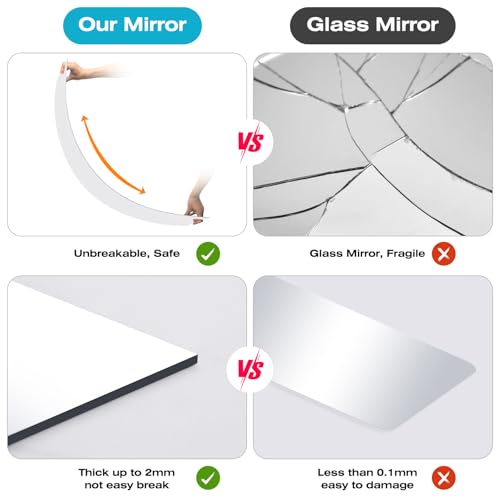 Full Length Acrylic Shatterproof Wall Mirror 47.25x15.75 Inch for Home & Gym