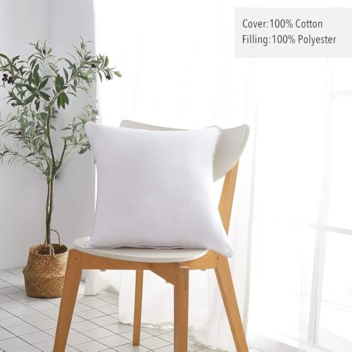 White 22x22 Inch Throw Pillow Inserts Set of 4 - Cotton Cover